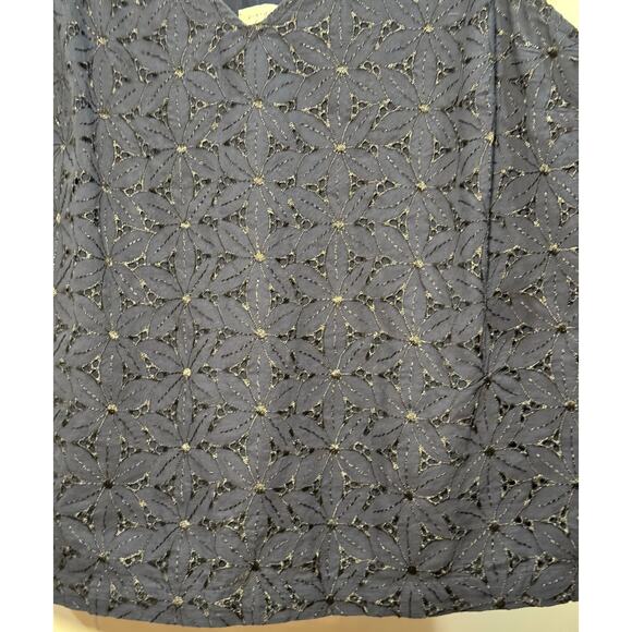 A New Day Navy Blue Lined with Contrasting Black Eyelet Tank Top Size XL - Picture 6 of 13